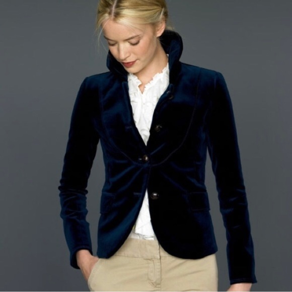 J. Crew Jackets & Blazers - J. CREW Bella Dk Blue Velvet Jacket / Blazer Size 6